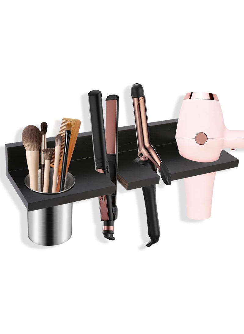 YelaJoy Hair Dryer Holder Self Adhesive Hair Tool Organizer Blow Dryer Holder Wall Mount Hair Care Tools Organizer Bathroom Space Saver (Black) - Image 1